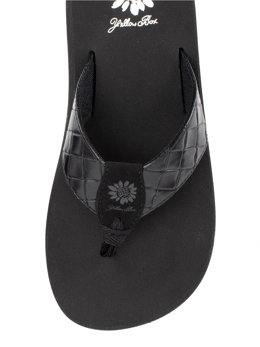 Yellow box Flophop  black Flip Flop sandals medium width new in box - Picture 4 of 4